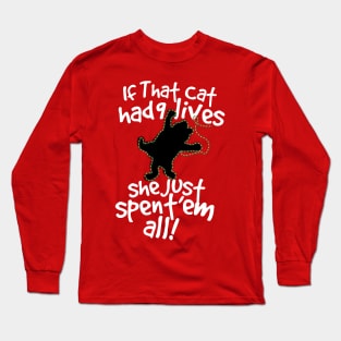 Christmas Cat 9 Lives Long Sleeve T-Shirt